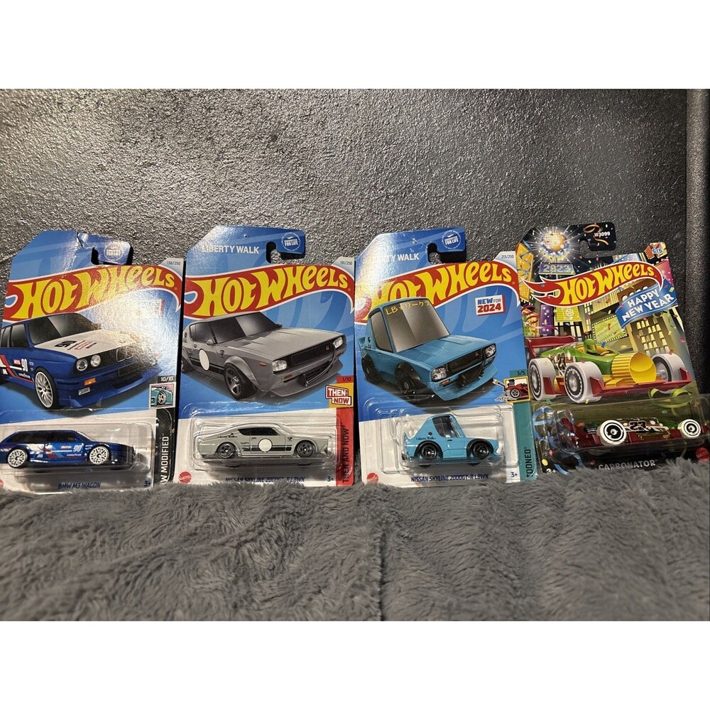 Lot 4 Hot Wheels Cars BMW M3 Wagon Nissan Skyline2000GT 2023 New Year Carbonator
